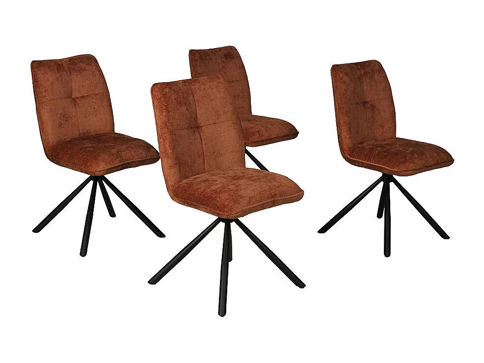 Lot de 4 chaises pivotantes de salle à manger CORTINA/ Brun brique