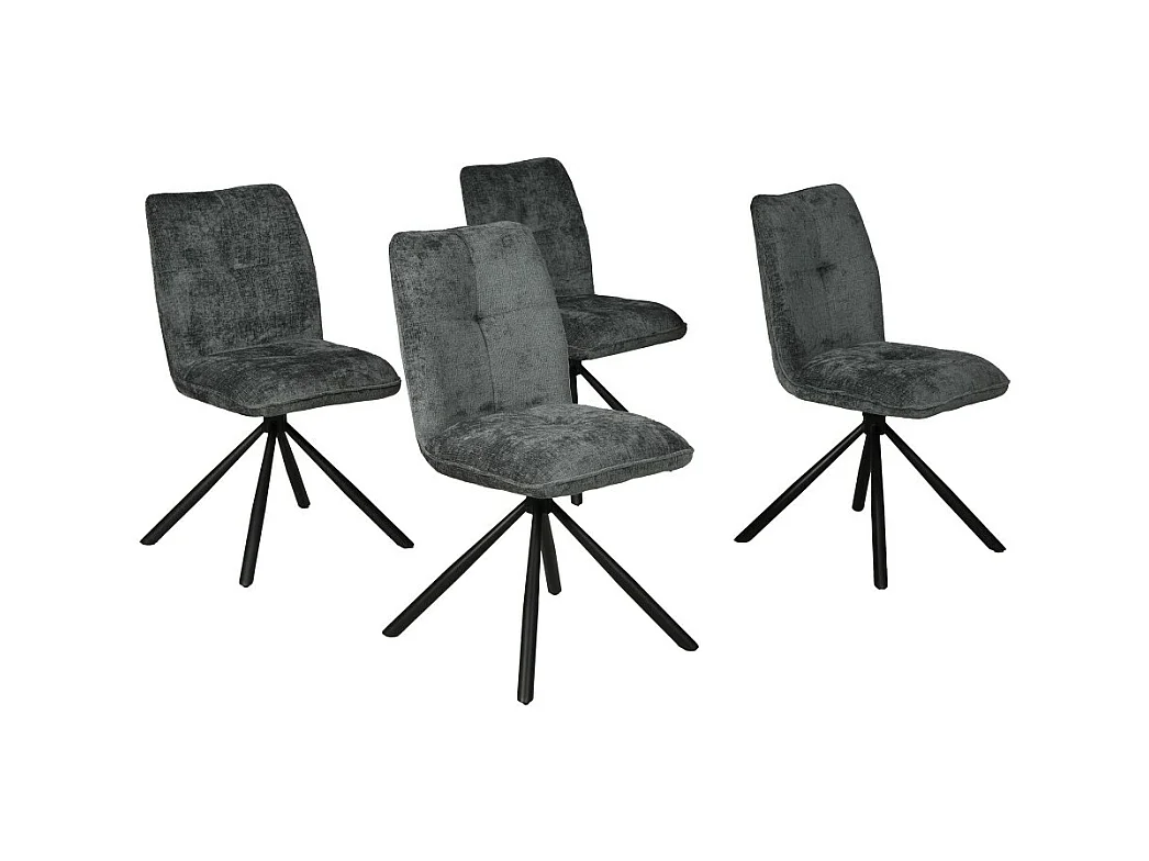 Lot de 4 chaises pivotantes de salle à manger CORTINA / Gris foncé