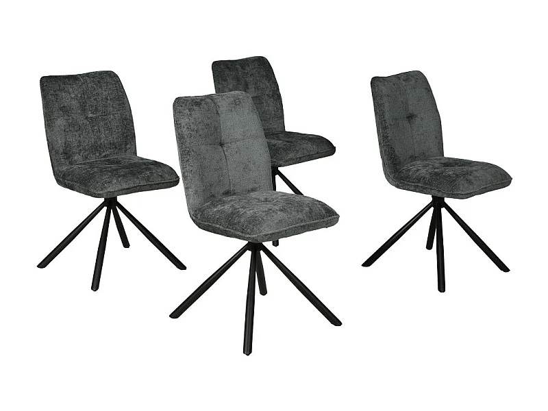 Lot de 4 chaises pivotantes de salle à manger CORTINA / Gris foncé