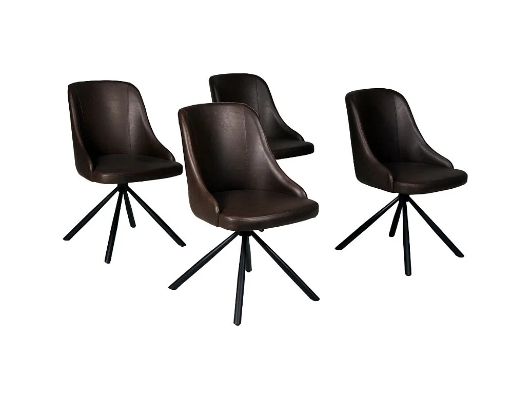 Lot de 4 chaises pivotantes HORIZON / Marron