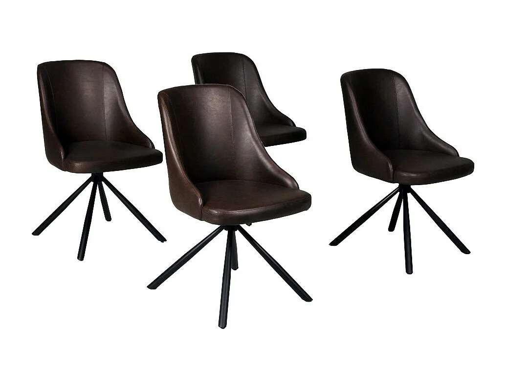 Lot de 4 chaises pivotantes HORIZON / Marron