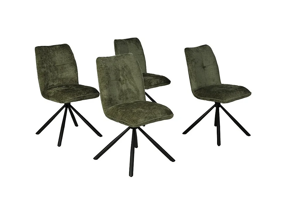 Lot de 4 chaises pivotantes de salle à manger CORTINA/ Vert