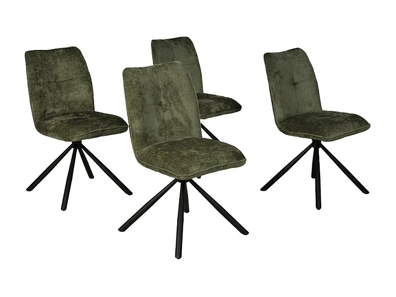 Lot de 4 chaises pivotantes de salle à manger CORTINA/ Vert