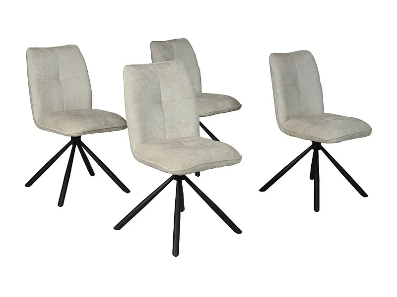Lot de 4 chaises pivotantes de salle à manger CORTINA/ Beige