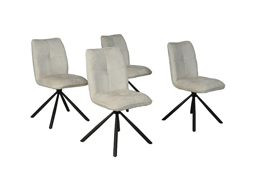 Lot de 4 chaises pivotantes de salle à manger CORTINA/ Beige