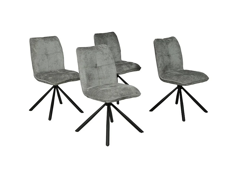 Lot de 4 chaises pivotantes de salle à manger CORTINA/ Gris clair