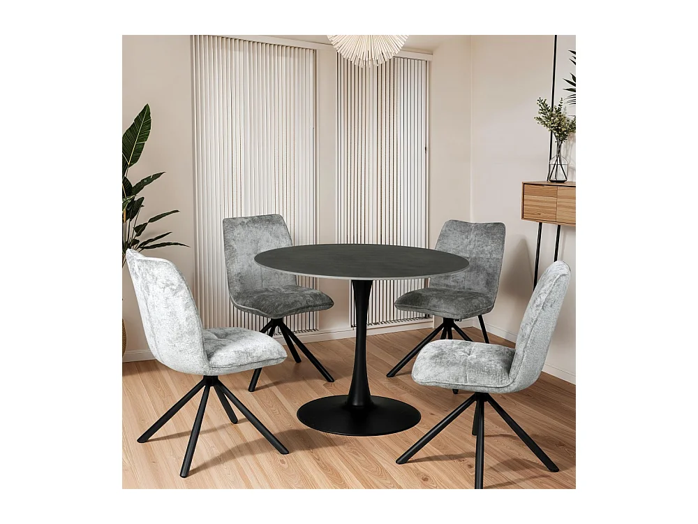 Table à manger ronde ISA en pierre, 4/5personnes, D.100 cm/ noire