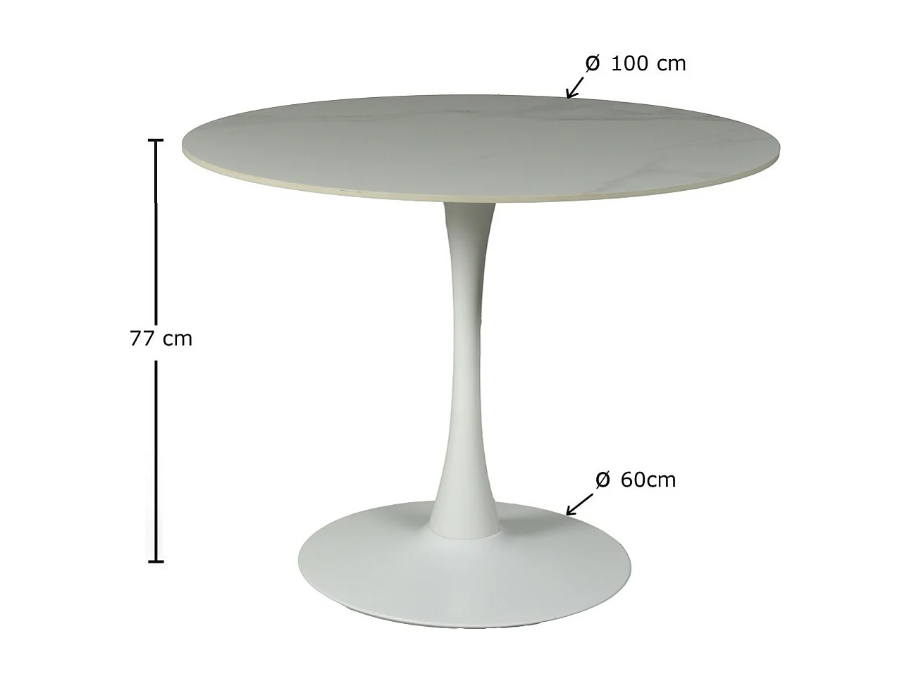 Table à manger ronde ISA en pierre, 4/5personnes, D.100 cm/ blanc