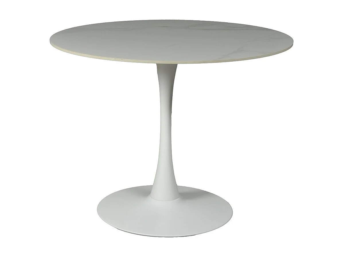 Table à manger ronde ISA en pierre, 4/5personnes, D.100 cm/ blanc
