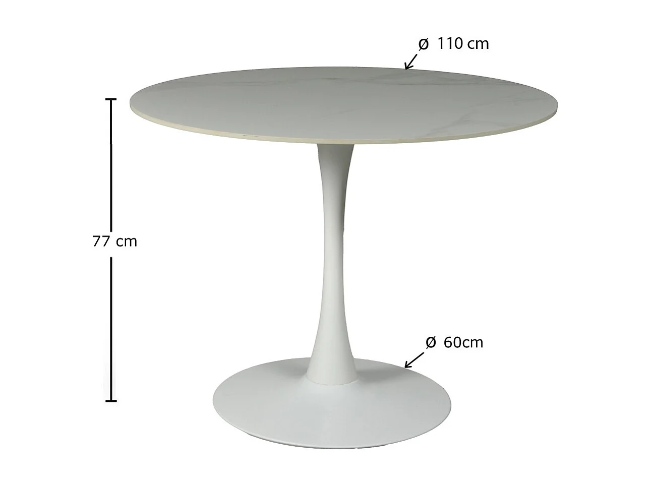 Table à manger ronde ISA en pierre, 4/5personnes, D.110 cm/ blanc