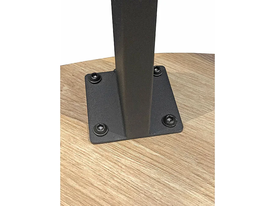 Table d'appoint, Table de salon en bois coloris chêne et métal noir - diamètre 50 x hauteur 46 cm