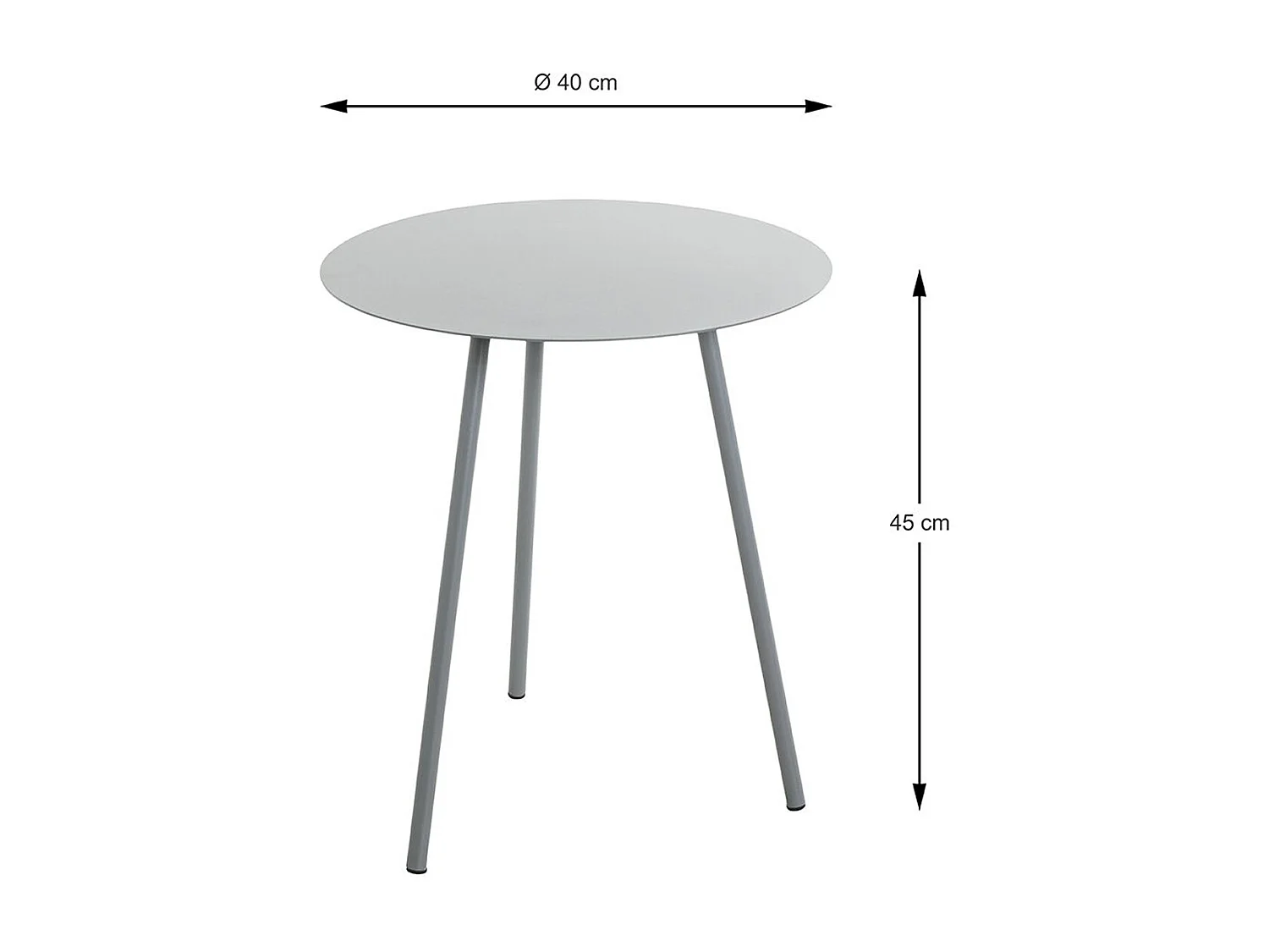 Table d'appoint, Table de salon ronde en métal coloris gris - Diamètre 40 x hauteur 45 cm