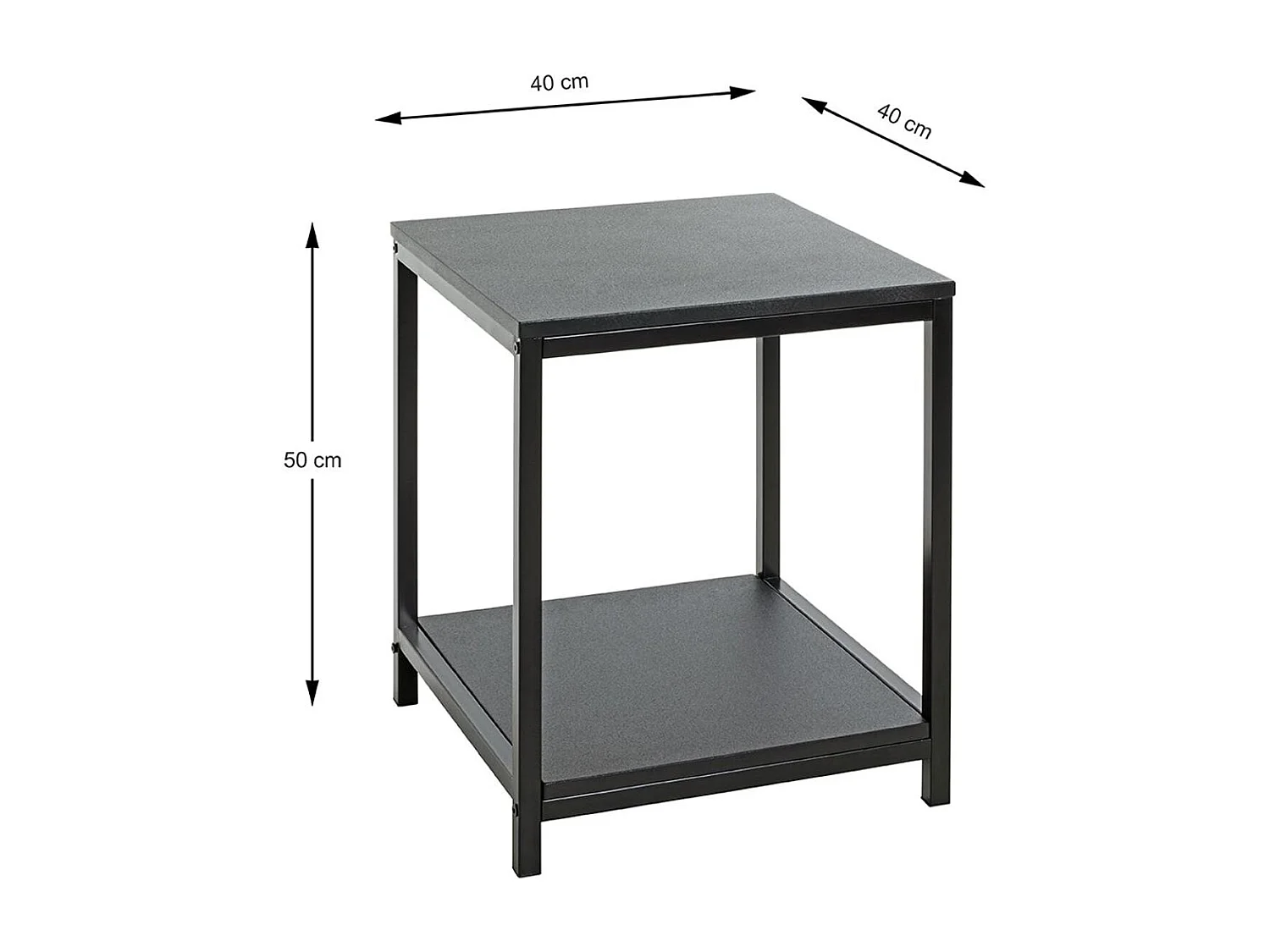 Table d'appoint, Table de salon en métal et bois coloris noir -longueur 40 x profondeur 40 x hauteur 50 cm