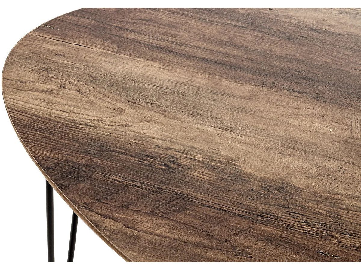 Table d'appoint, Table de salon en bois coloris chêne et métal noir -longueur 40 x profondeur 40 x hauteur 43 cm