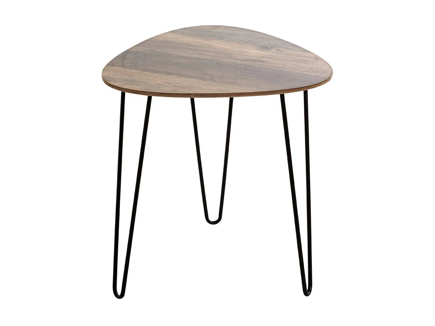 Table d'appoint, Table de salon en bois coloris chêne et métal noir -longueur 40 x profondeur 40 x hauteur 43 cm