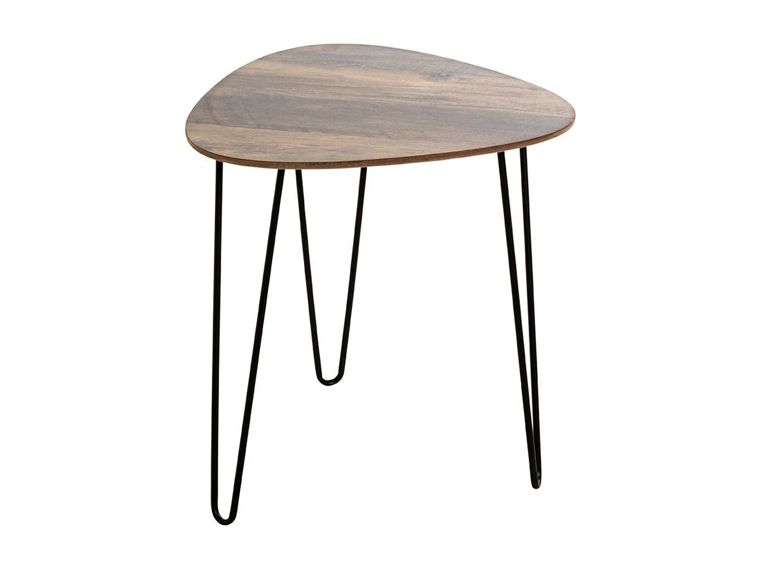 Table d'appoint, Table de salon en bois coloris chêne et métal noir -longueur 40 x profondeur 40 x hauteur 43 cm