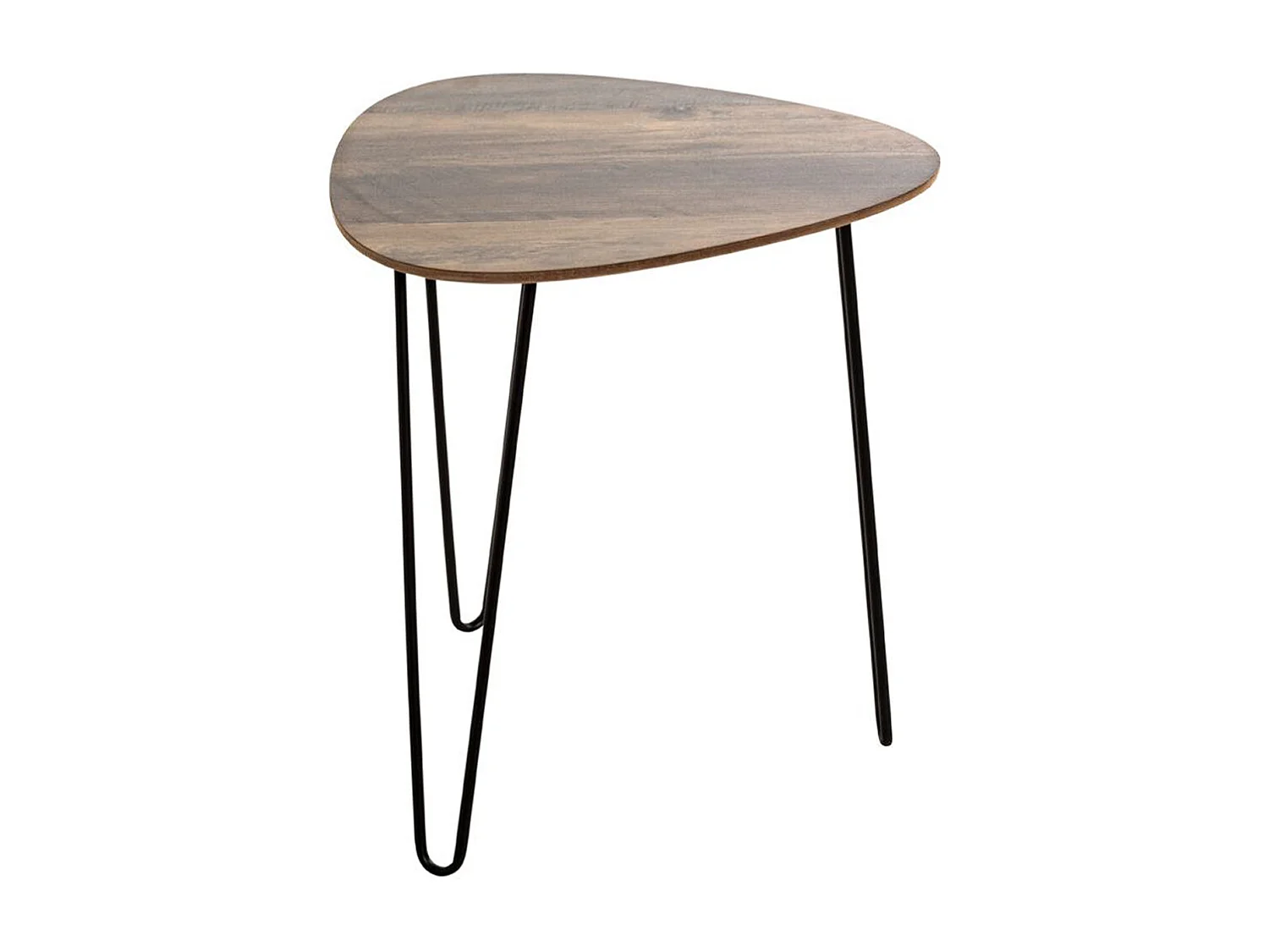 Table d'appoint, Table de salon en bois coloris chêne et métal noir -longueur 40 x profondeur 40 x hauteur 43 cm
