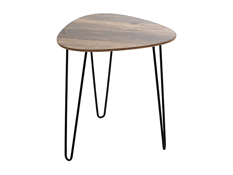 Table d'appoint, Table de salon en bois coloris chêne et métal noir -longueur 40 x profondeur 40 x hauteur 43 cm