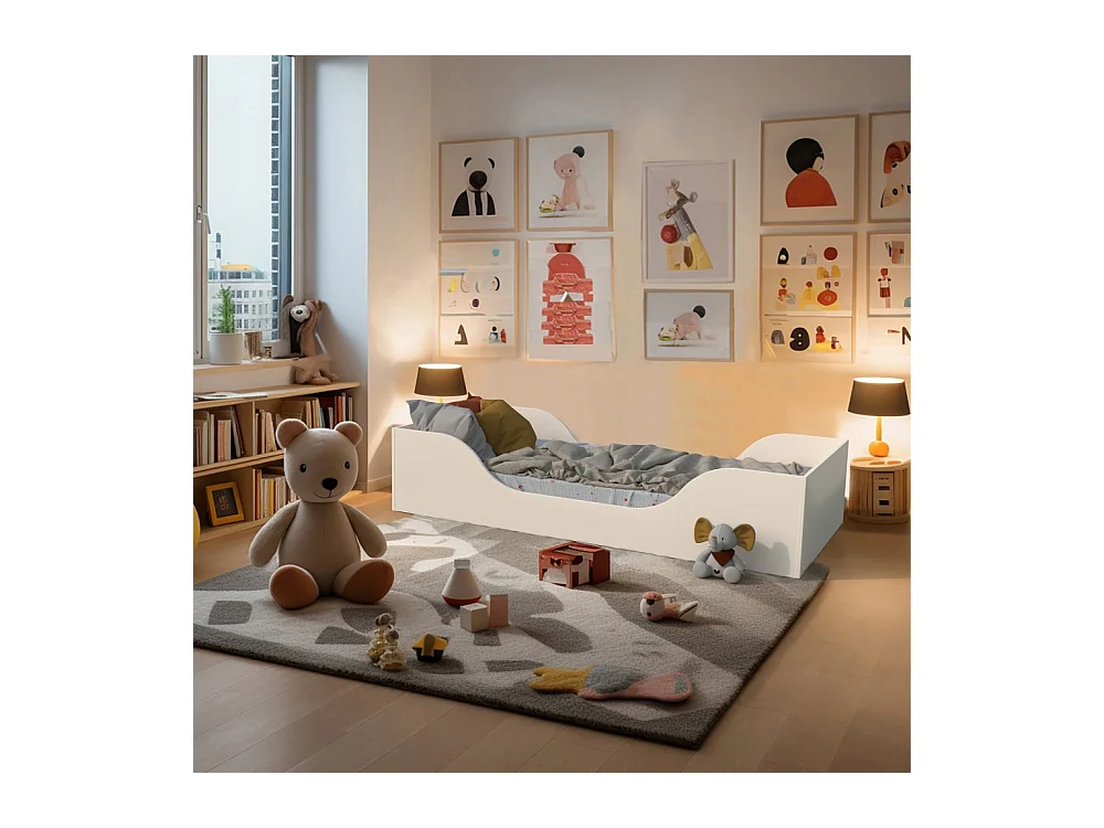 Lit NOE 90x190 + matelas / Blanc