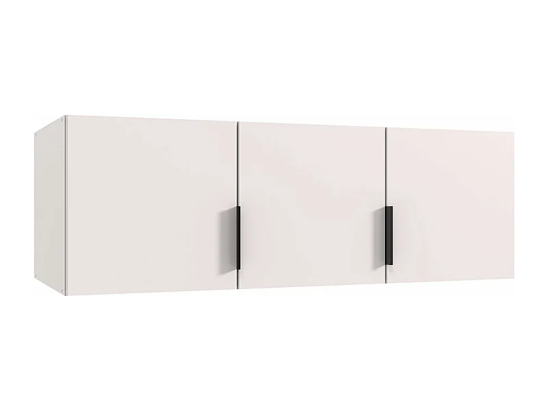 Surmeuble pour armoire,  meuble de rangement avec 3 portes coloris blanc - Longueur 120 x Hauteur 40 x Profondeur 54 cm 