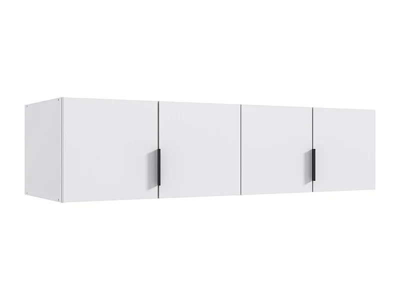 Surmeuble pour armoire, meuble de rangement avec 4 portes coloris blanc - Longueur 160 x Hauteur 40 x Profondeur 54  cm 