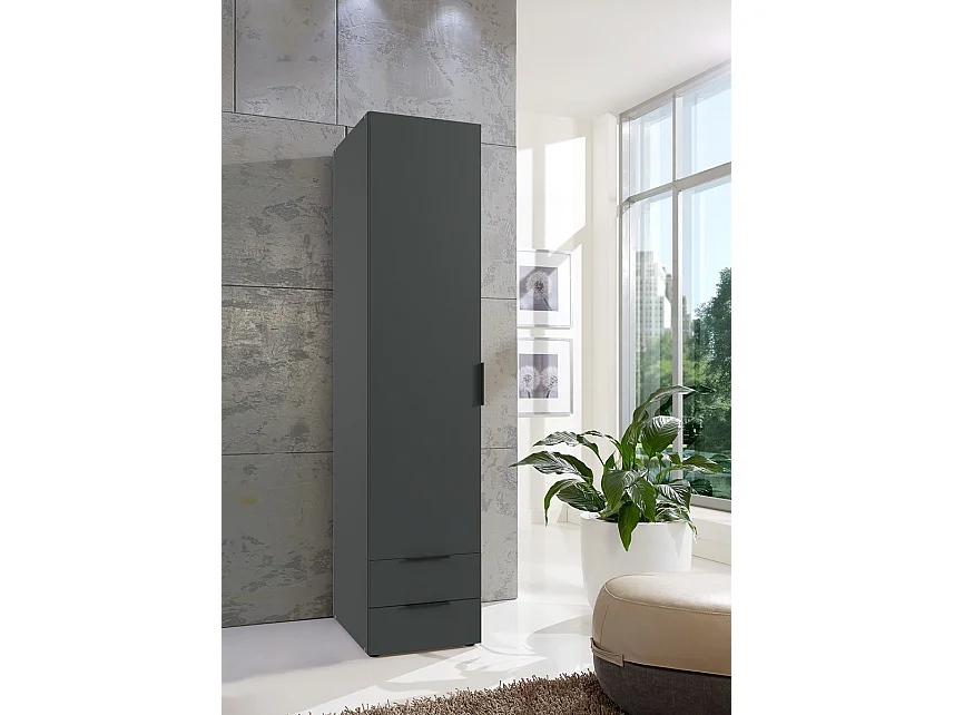 Armoire, placard garde-robe avec 1 étagère et 1 tringle coloris Graphite - Longueur 40 x Hauteur 185 x Profondeur 54 cm 