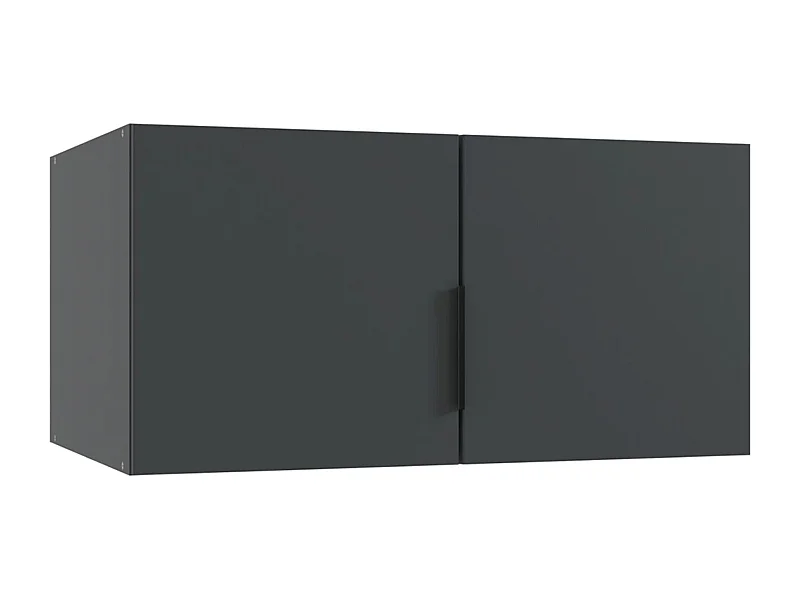 Surmeuble pour armoire, meuble de rangement avec 2 portes coloris graphite - Longueur 80 x Hauteur 40 x Profondeur 54 cm 