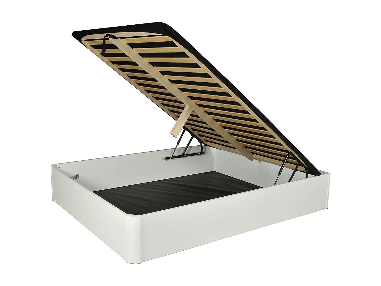 LIT COFFRE SPIRO 140x190cm + 1 SOMMIER / BLANC