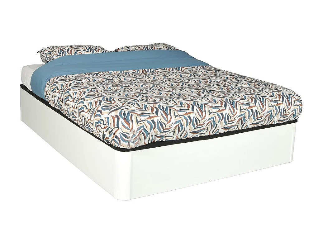 LIT COFFRE SPIRO 160x200cm + 1 SOMMIER / BLANC