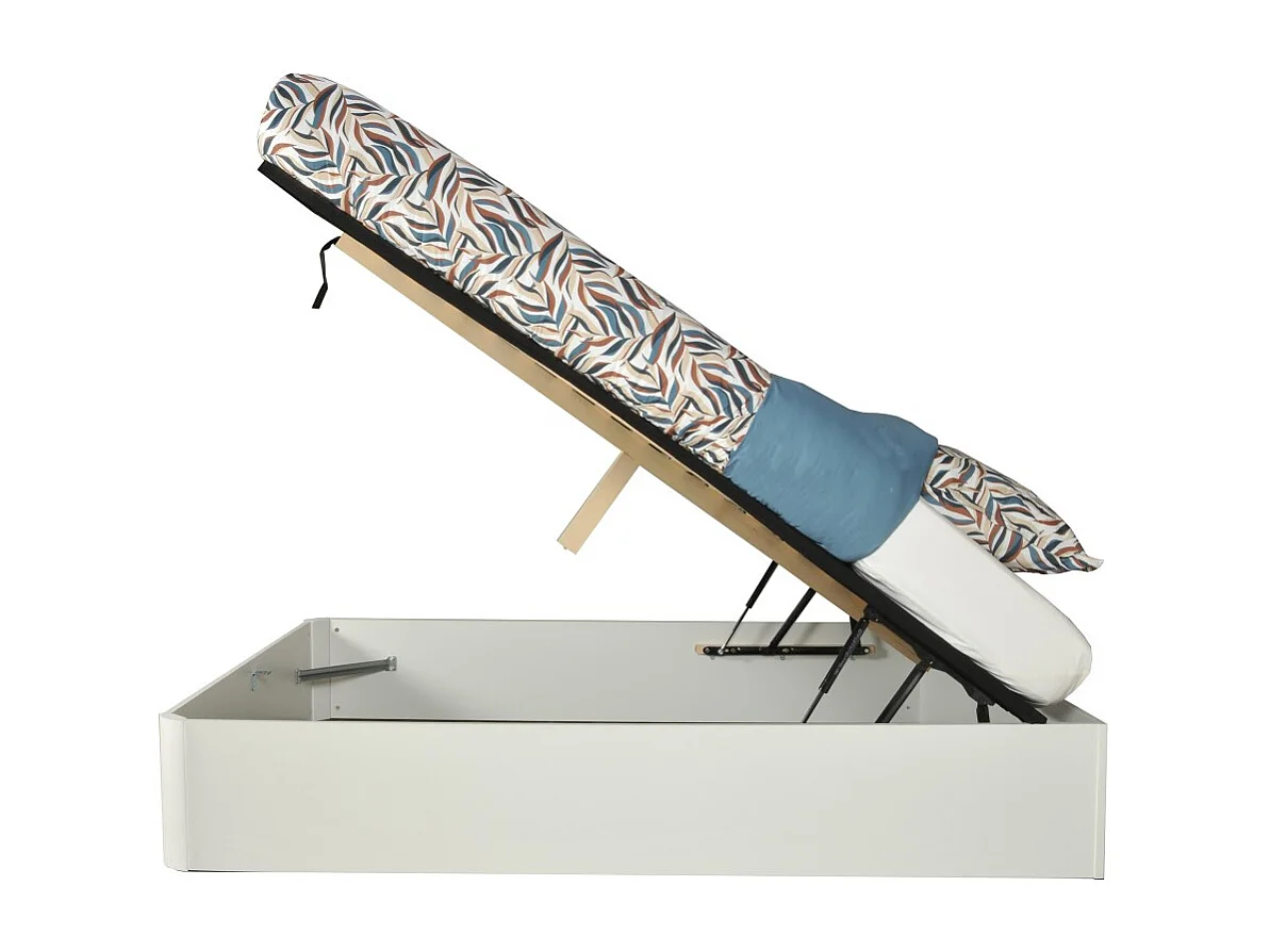 LIT COFFRE SPIRO 160x200cm + 1 SOMMIER / BLANC