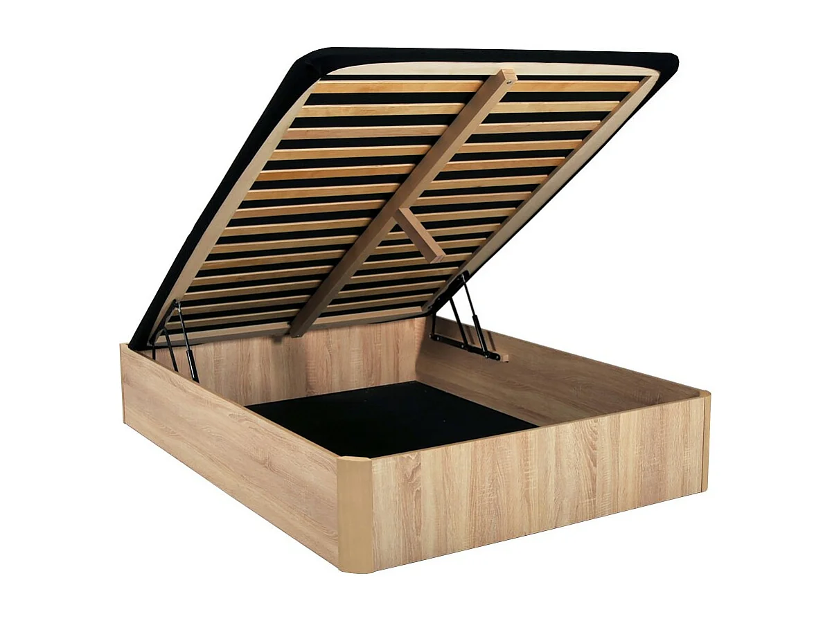 LIT COFFRE SPIRO 160x200cm + 1 SOMMIER / Décor Chêne Blanchi