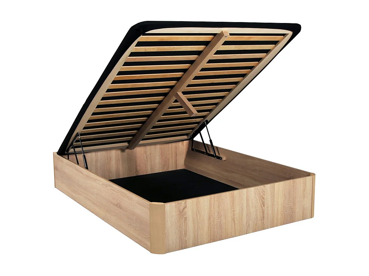 LIT COFFRE SPIRO 160x200cm + 1 SOMMIER / Décor Chêne Blanchi