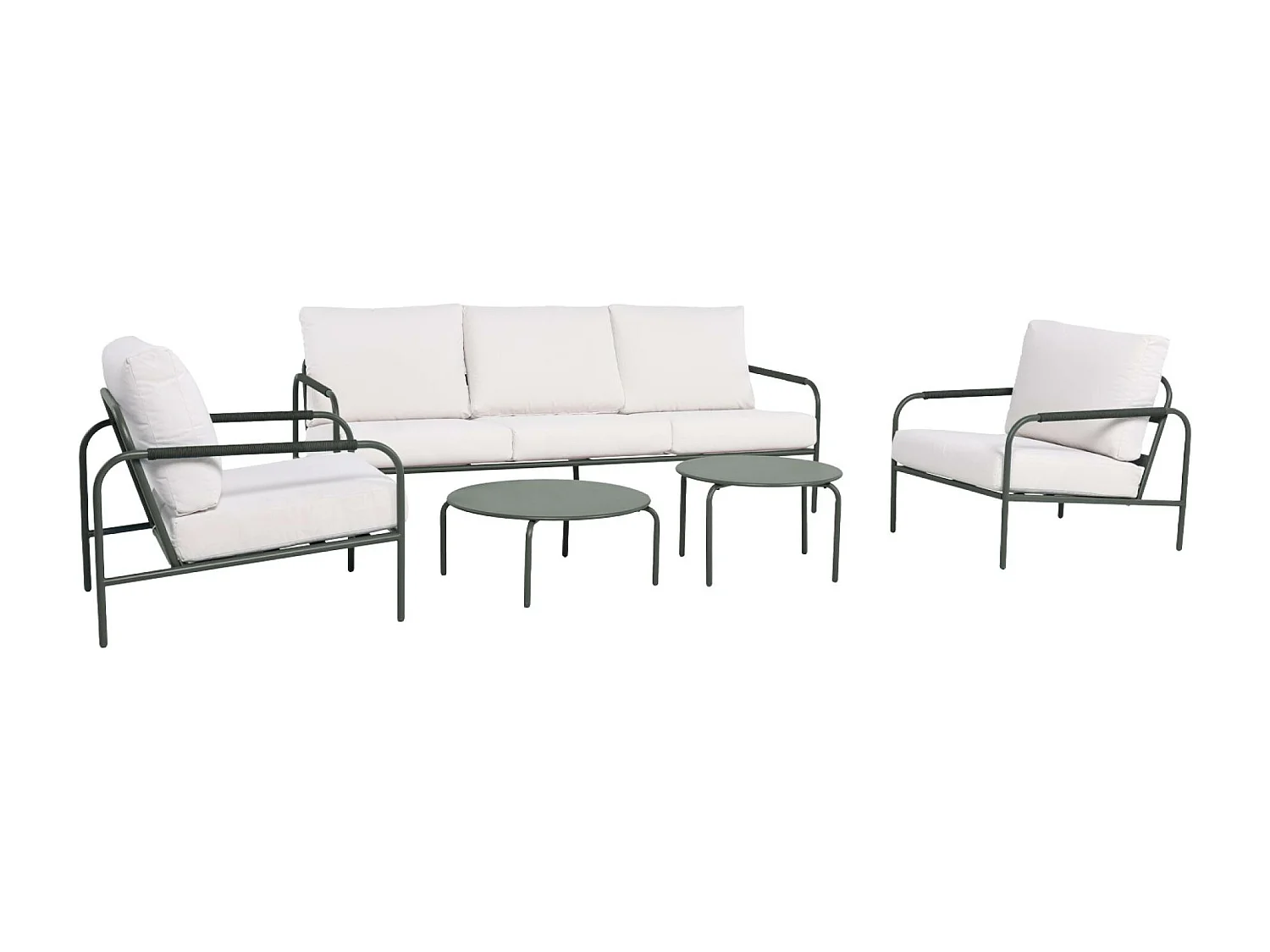 Set da giardino in acciaio, 5 persone, verde kaki