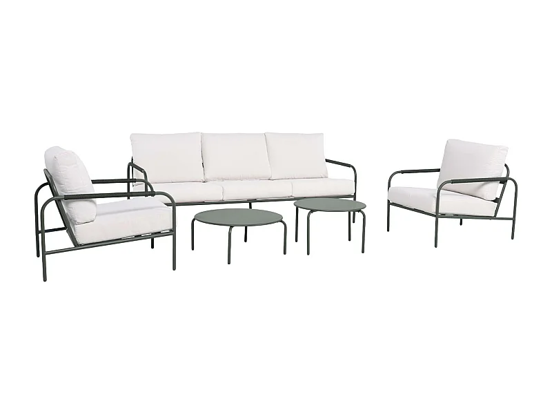 Set da giardino in acciaio, 5 persone, verde kaki