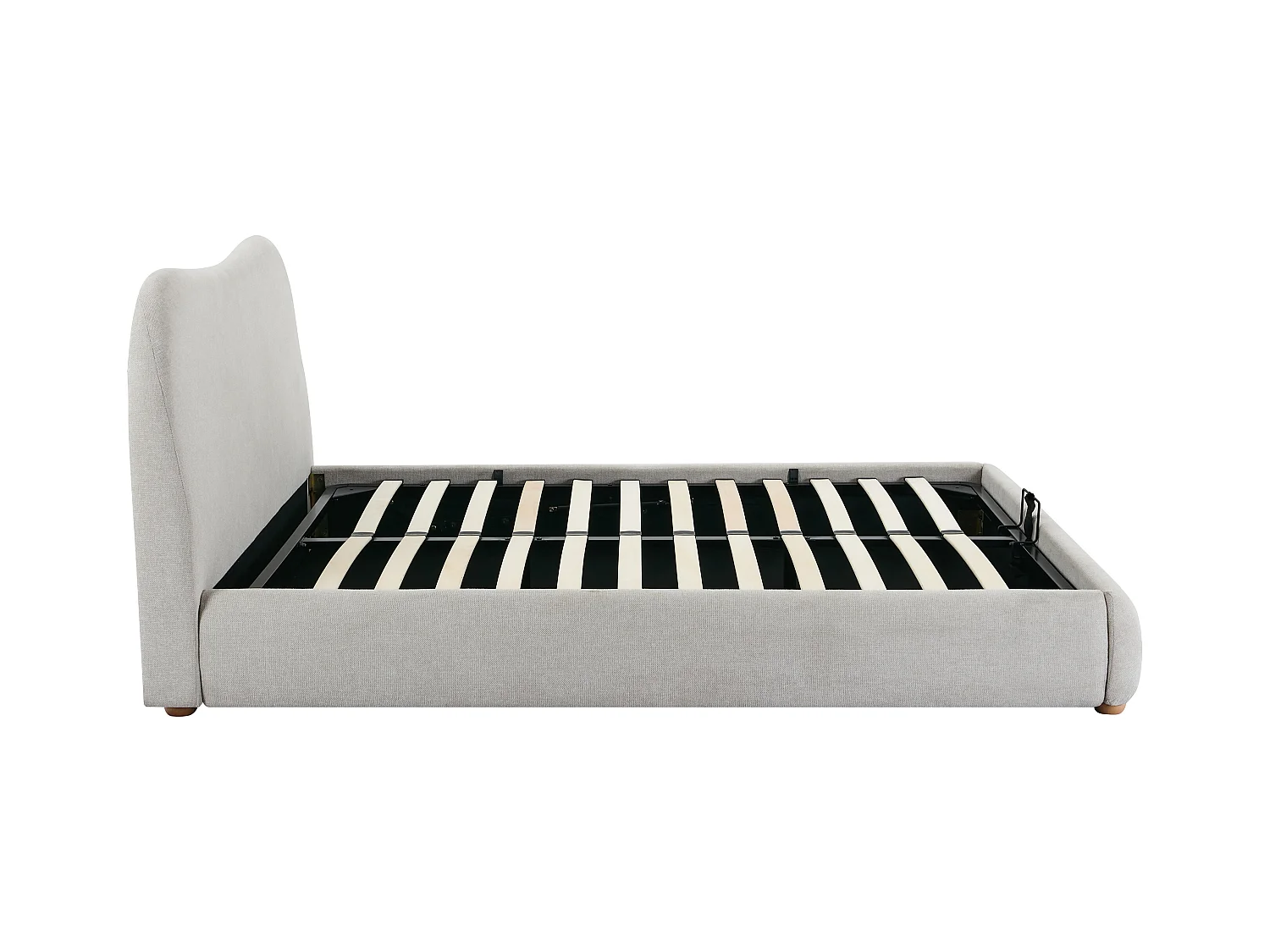 Lit coffre 140 x 190 cm - Tissu - Beige + Matelas - VANARI