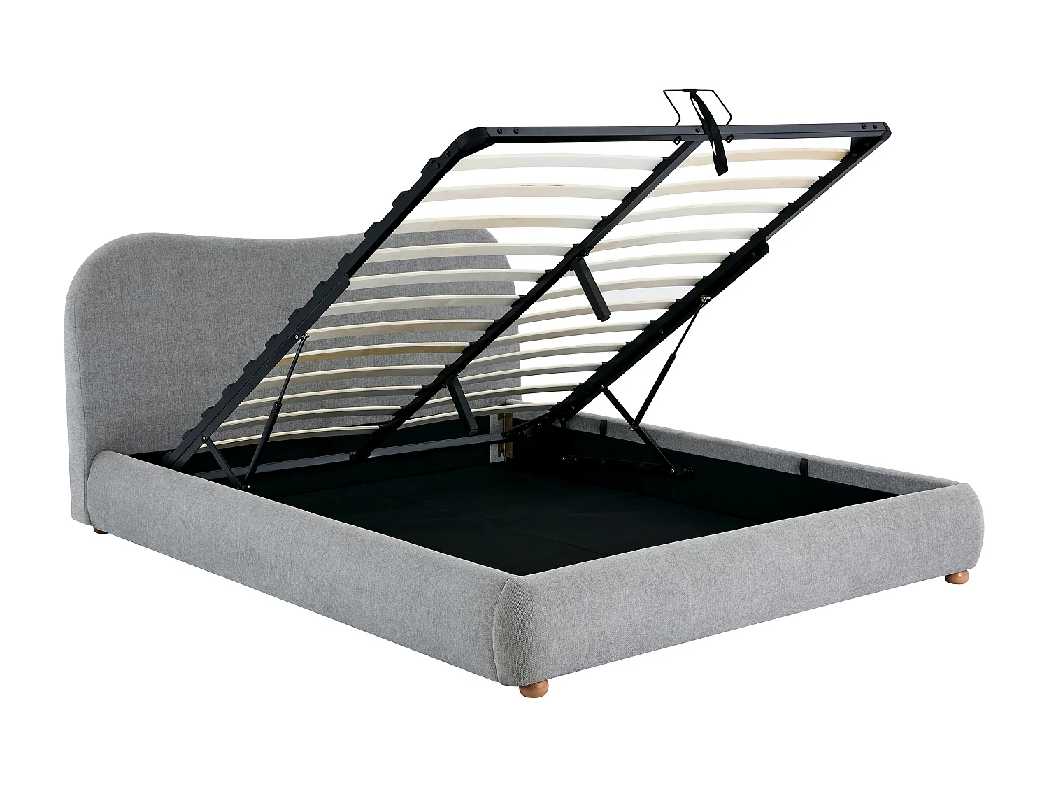 Lit coffre 140 x 190 cm - Tissu - Gris clair + Matelas - VANARI