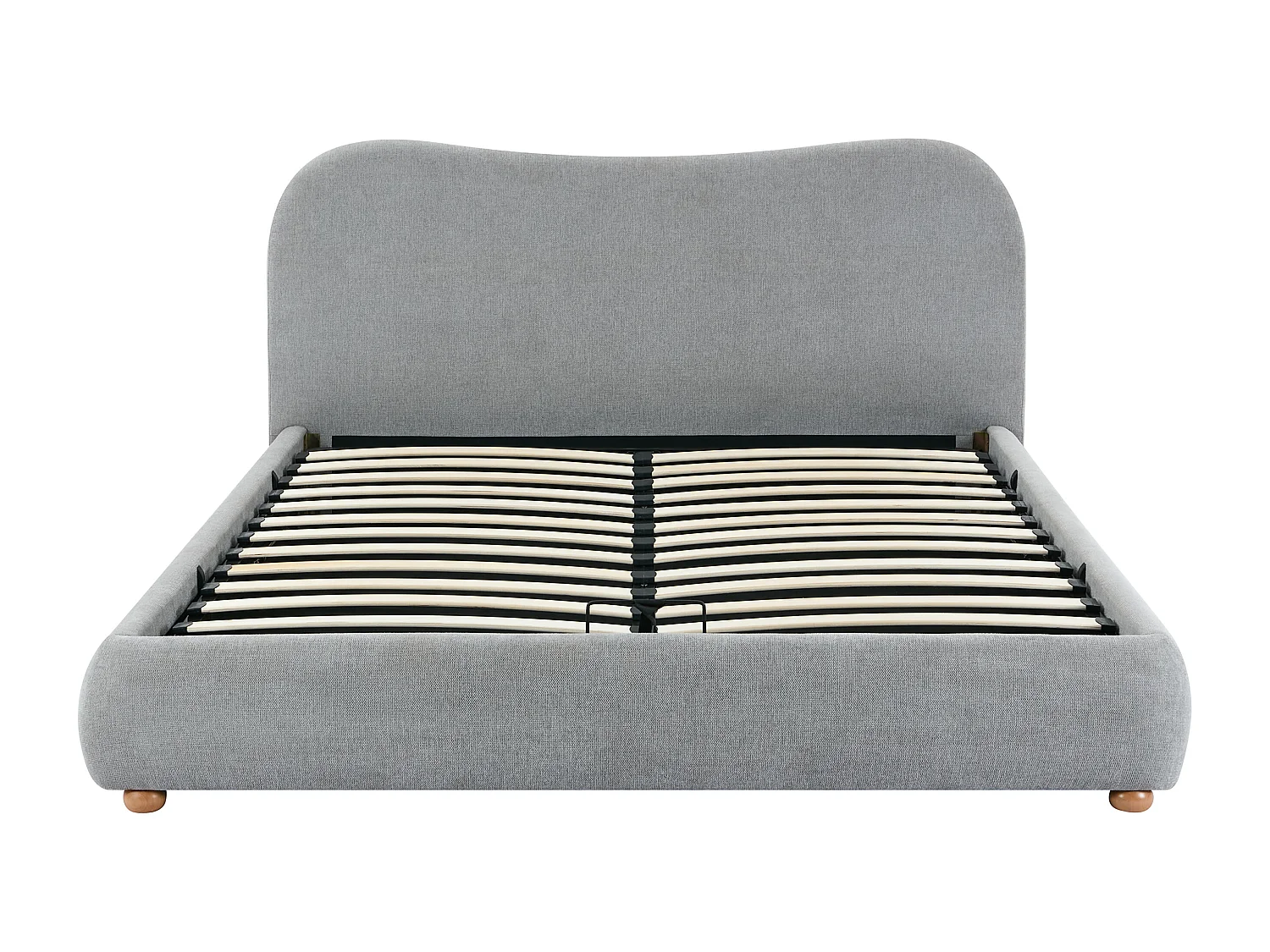 Bett mit Bettkasten + Matratze - 160 x 200 cm - Stoff - Hellgrau - VANARI