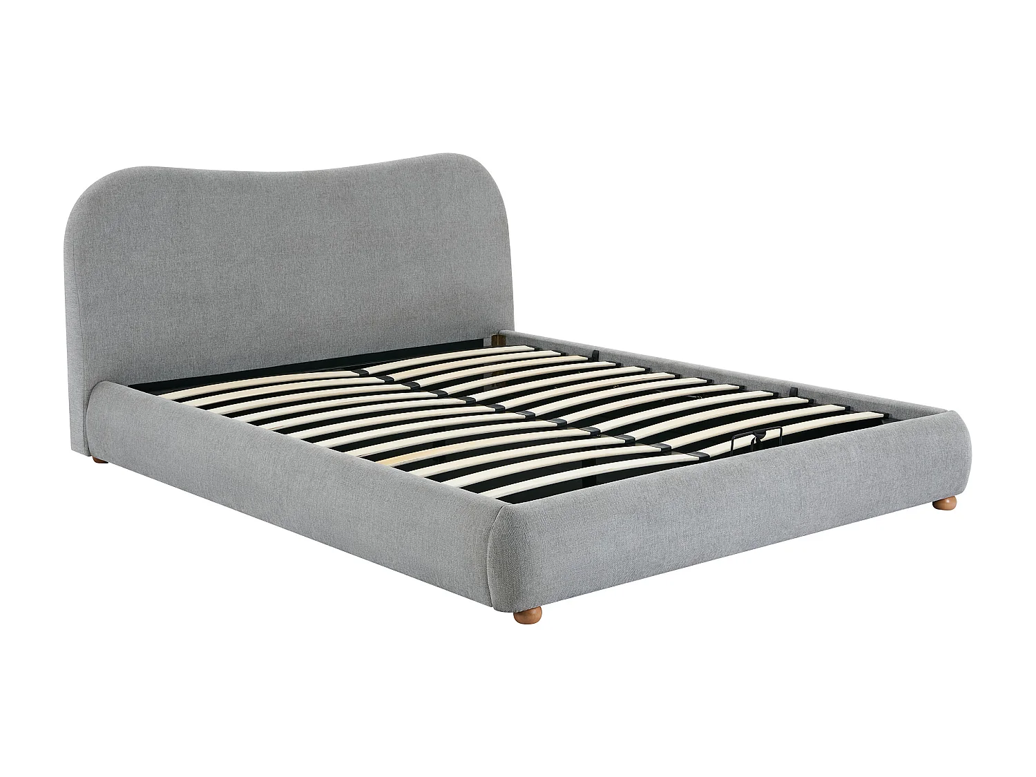 Bett mit Bettkasten + Matratze - 160 x 200 cm - Stoff - Hellgrau - VANARI
