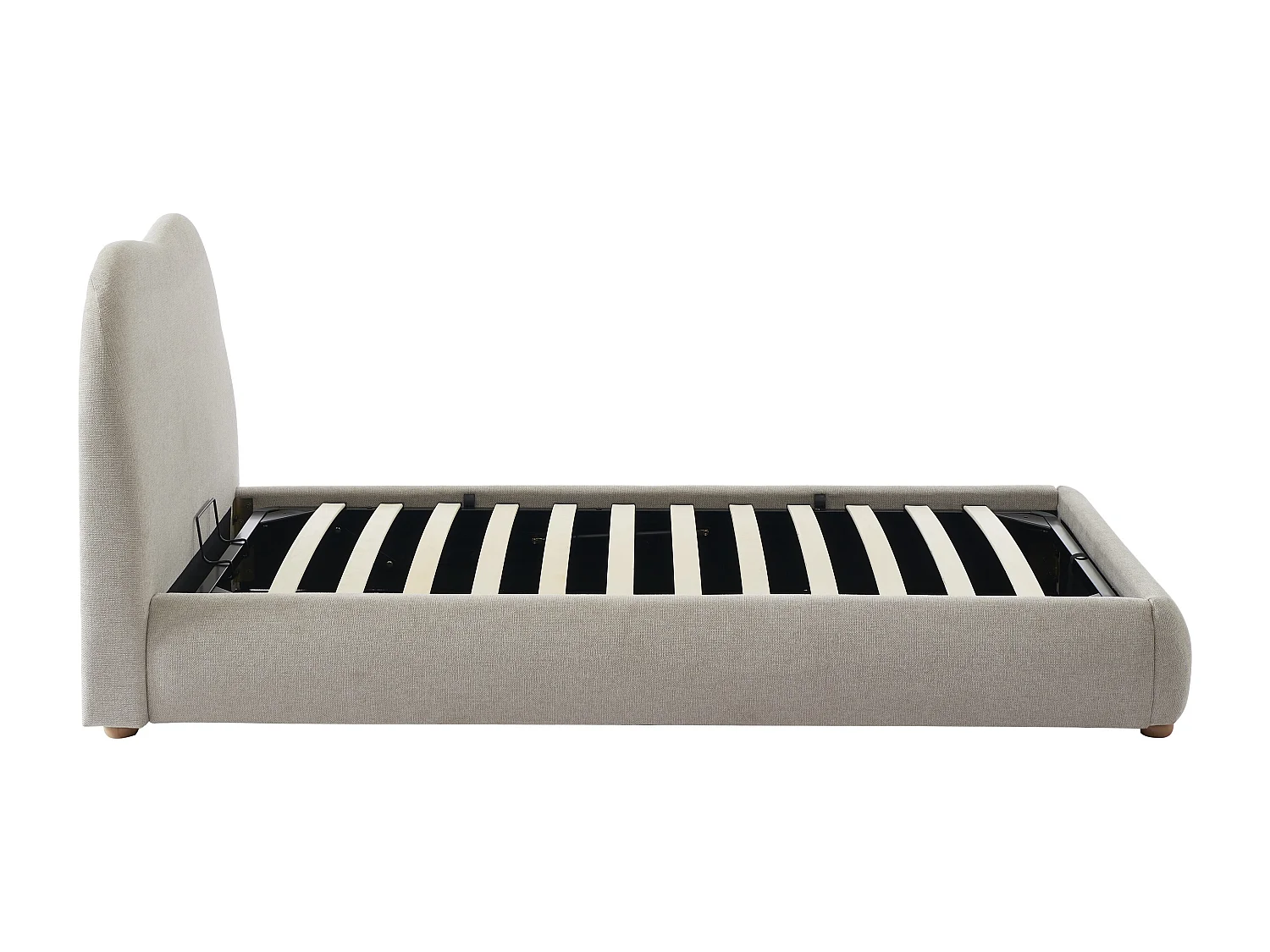 Lit coffre 90 x 190 cm - Tissu - Beige + Matelas - VANARI