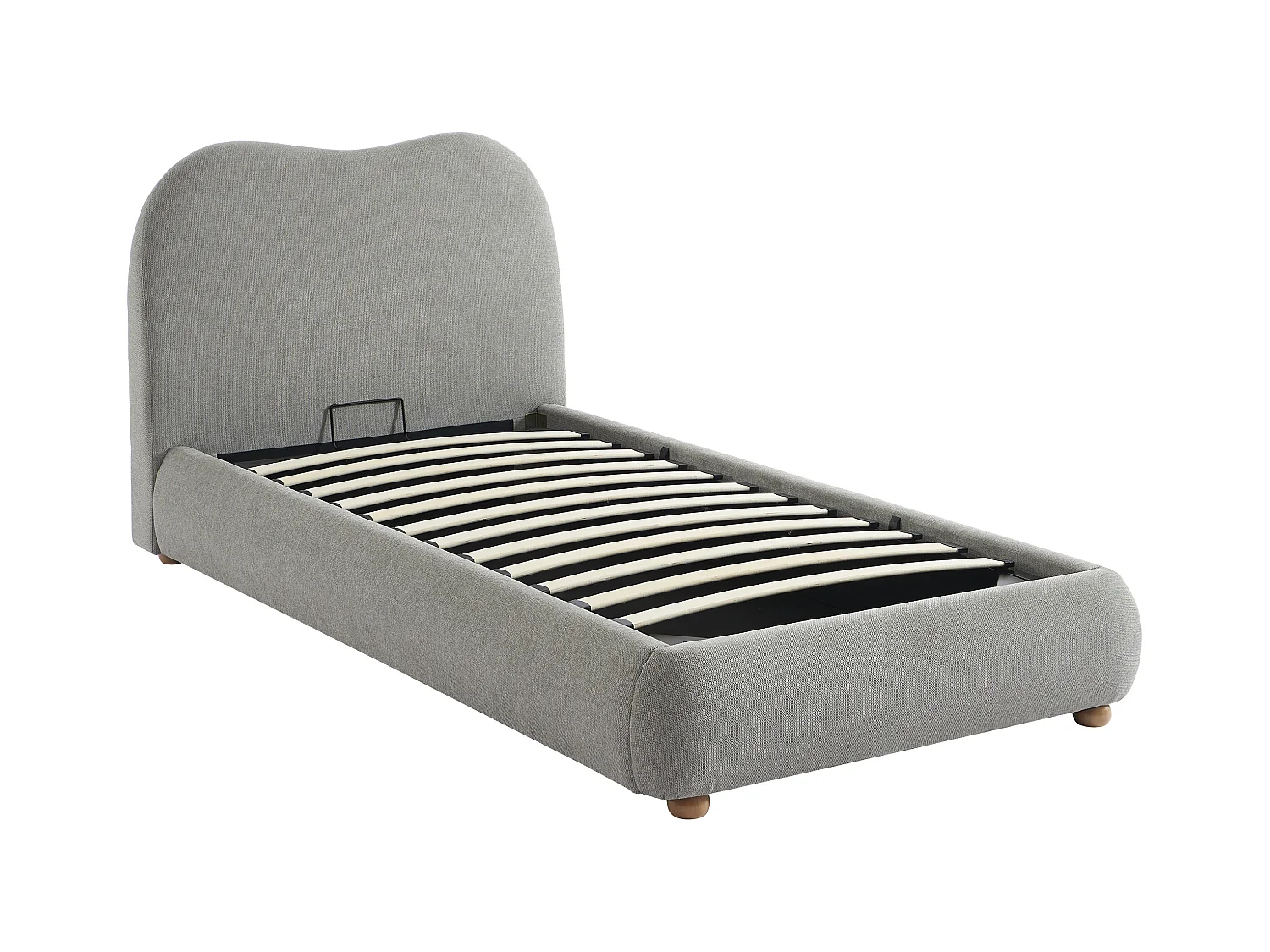 Bed met opbergruimte 90 x 190 cm - Stof - Lichtgrijs + matras - VANARI