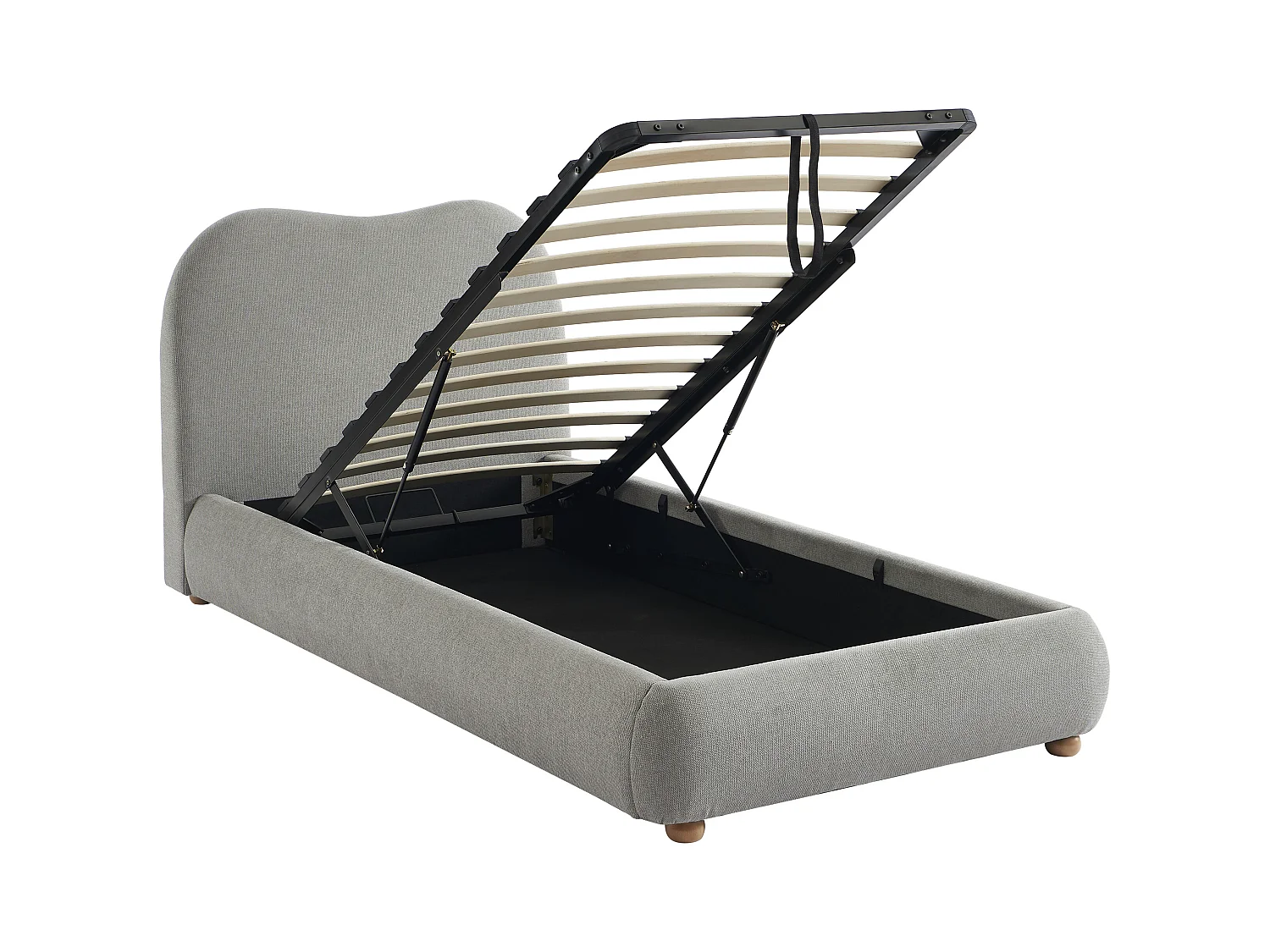 Bed met opbergruimte 90 x 190 cm - Stof - Lichtgrijs + matras - VANARI