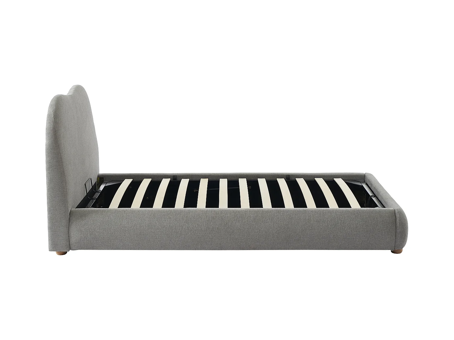 Bed met opbergruimte 90 x 190 cm - Stof - Lichtgrijs + matras - VANARI