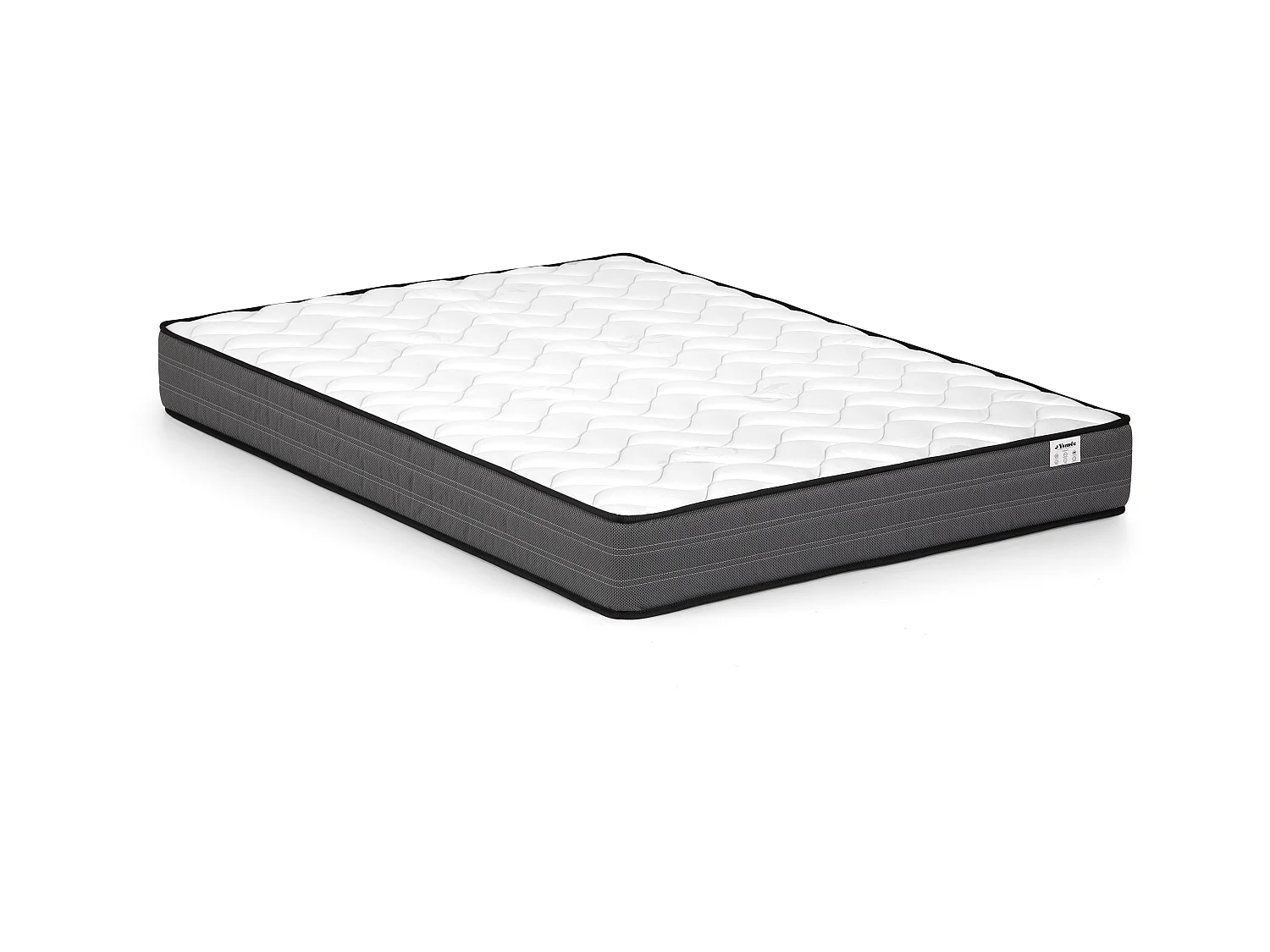 Lit coffre 180 x 200 cm - Tissu bouclette - Blanc + Matelas - VANARI