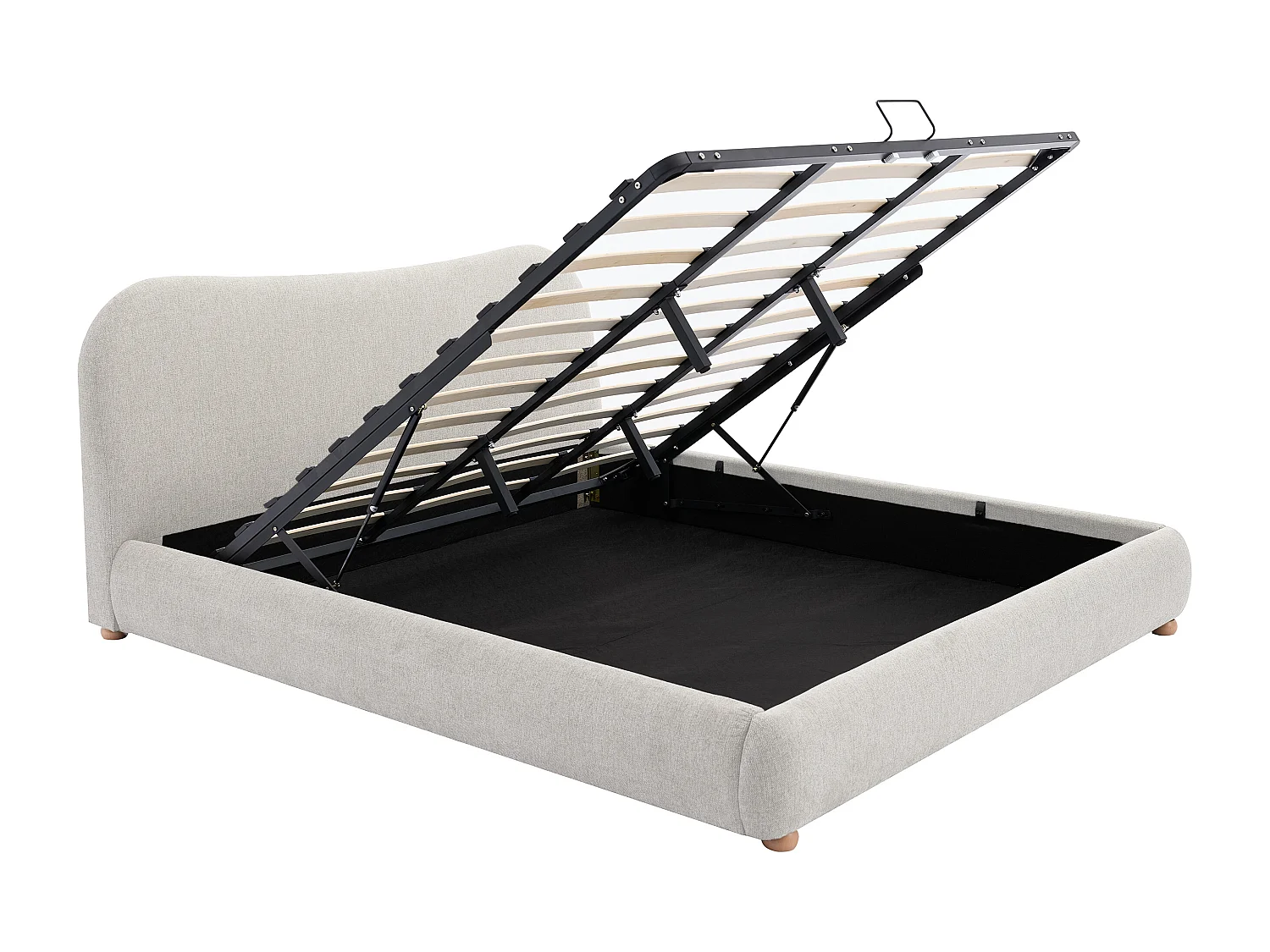Lit coffre 180 x 200 cm - Tissu - Beige + Matelas - VANARI