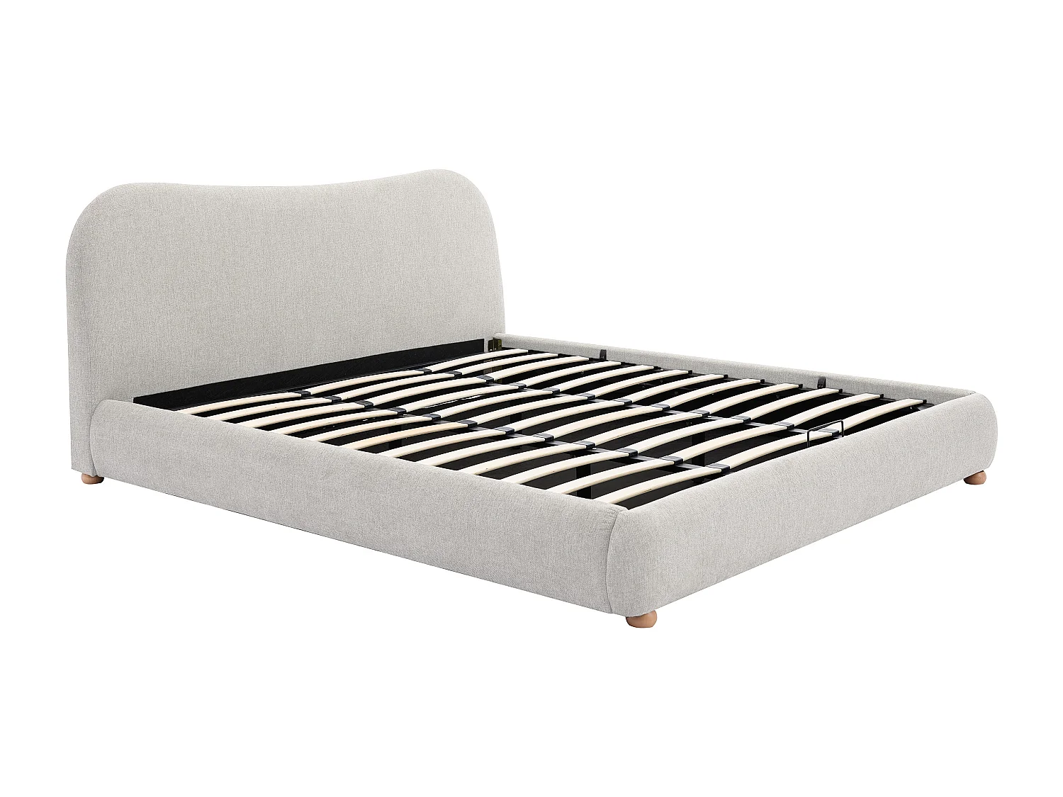 Lit coffre 180 x 200 cm - Tissu - Beige + Matelas - VANARI