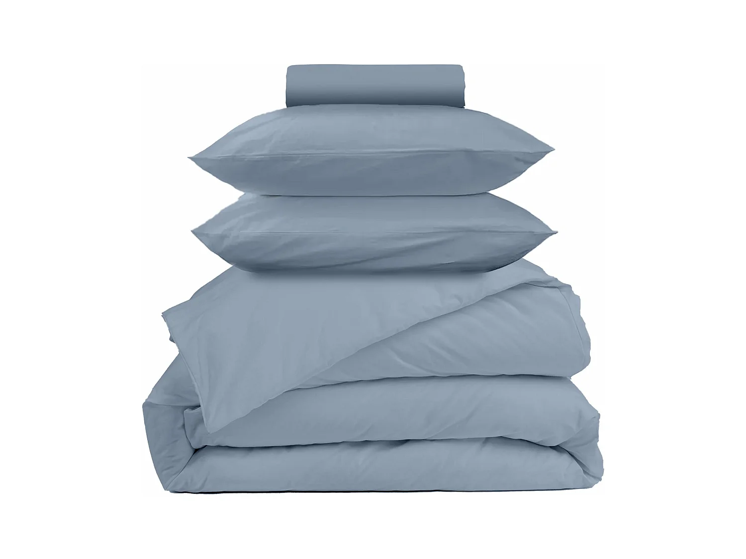 Parure - Draps Housse 140x200cm, Housse de couette 200x200cm, Taie d'Oreillers 50x70cm - Bleu