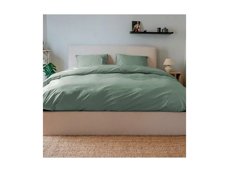 Parure - Draps Housse 140x200cm, Housse de couette 200x200cm, Taie d'Oreillers 50x70cm - Vert