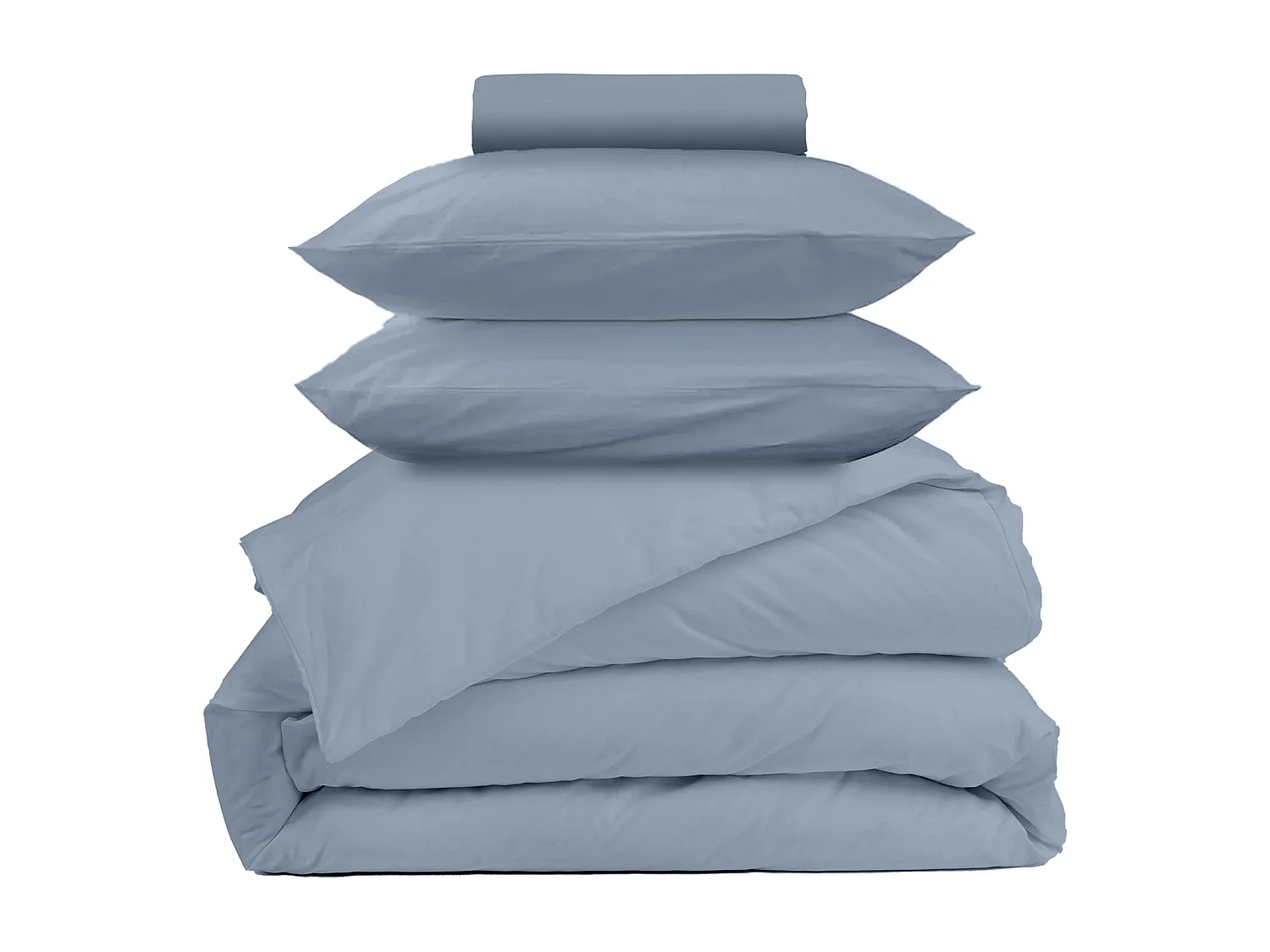 Parure de lit coton bleu gris 180x200 cm