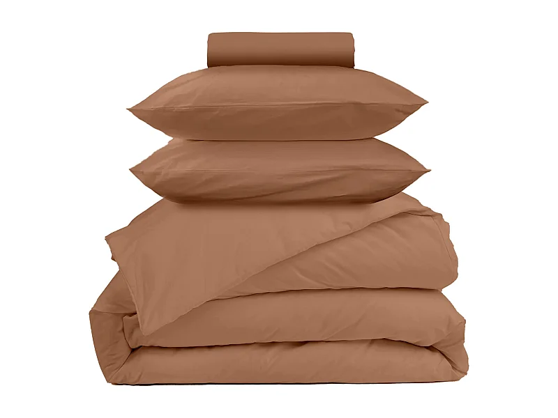 Parure de lit coton terra cotta 140x200 cm