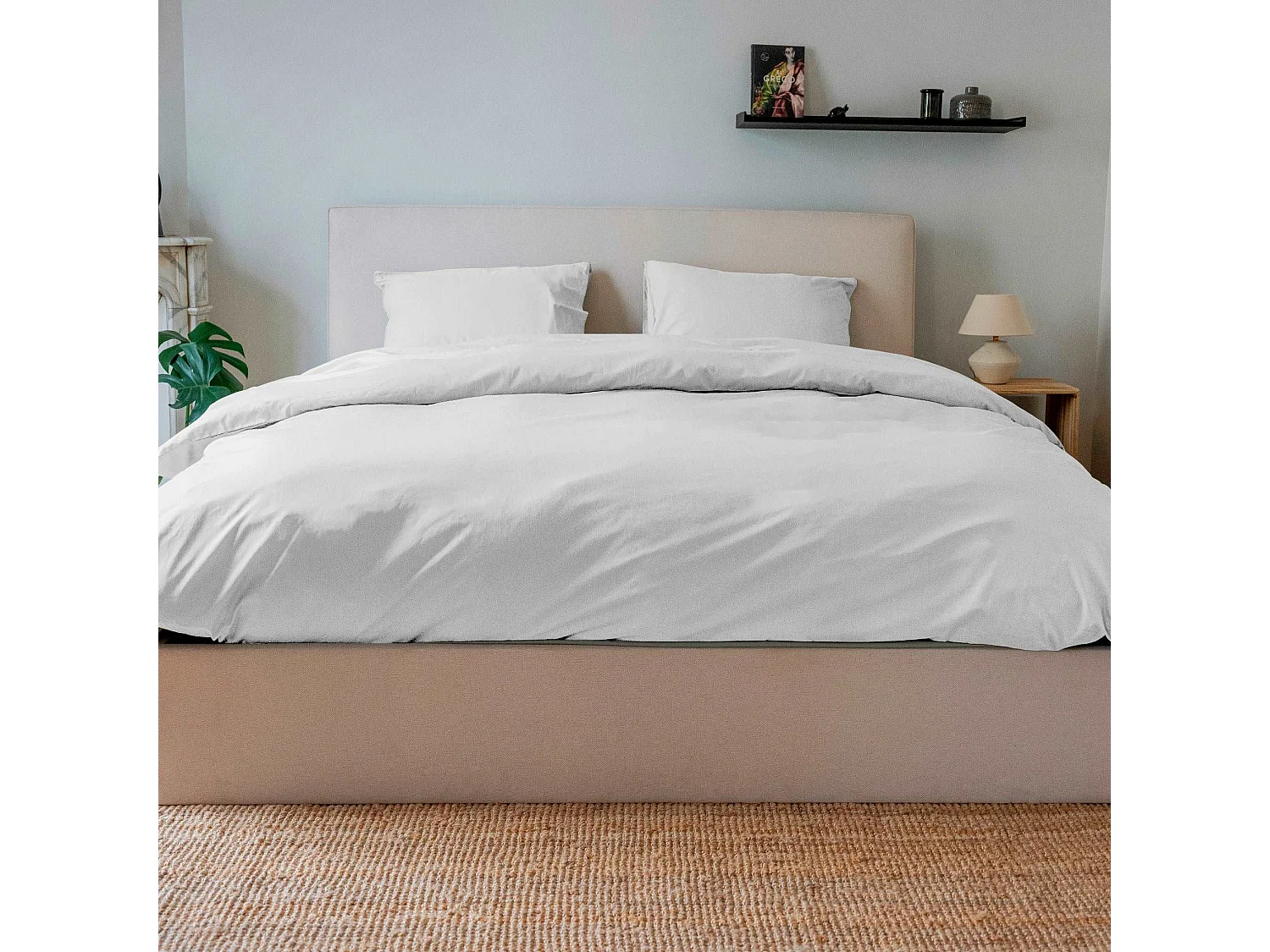 Parure de lit coton blanc 160x200 cm